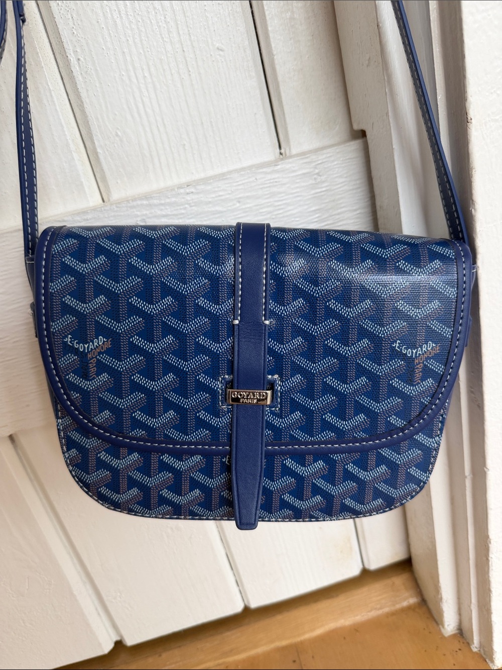 Goyard Navy Chevron Crossbody Bag